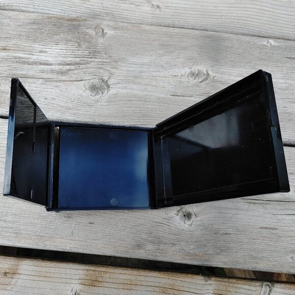 Vintage Floral Makeup Compact Mirror Made in Japan BLACK GOLD EUC - Picture 6 of 6